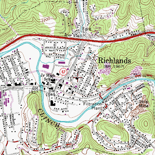 Topographic Map of Mattie Williams Hospital, VA