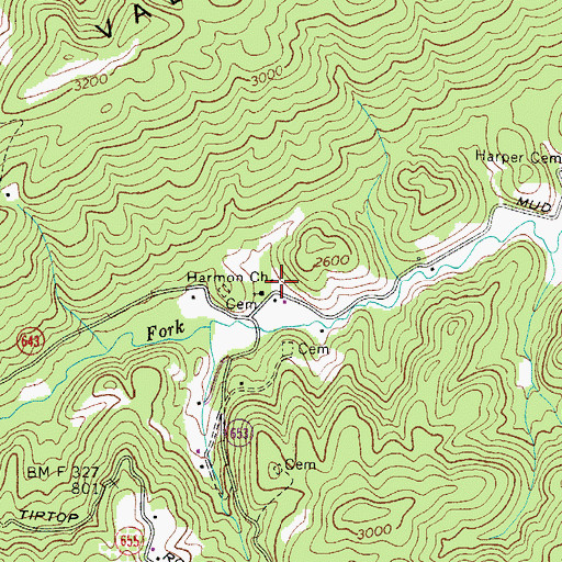 Topographic Map of Mud Fork School (historical), VA