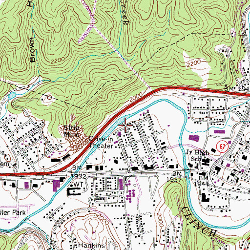 Topographic Map of New Light Holiness Church, VA