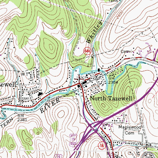 Topographic Map of North Tazewell Post Office, VA
