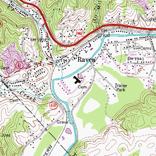 Topographic Map of Raven Elementary School, VA