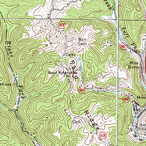 Topographic Map of Road Ridge School (historical), VA