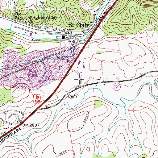 Topographic Map of Saint Clair School (historical), VA