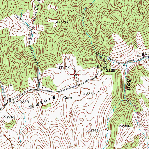 Topographic Map of Sinking Waters School (historical), VA