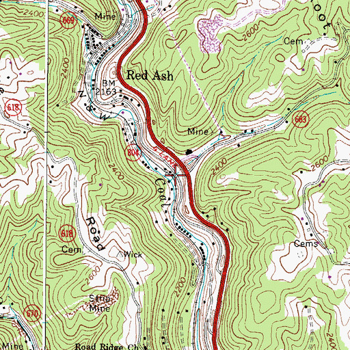 Topographic Map of Smith Branch, VA