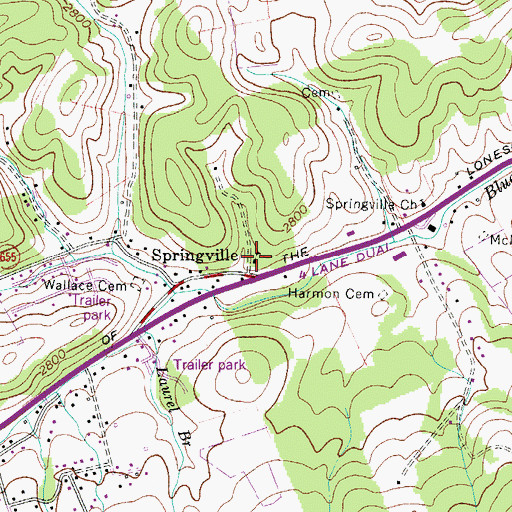 Topographic Map of Springville School (historical), VA