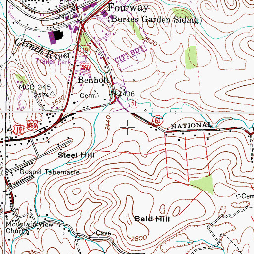 Topographic Map of Carilion Tazewell Community Hospital, VA