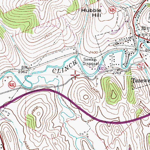 Topographic Map of Tazewell County, VA