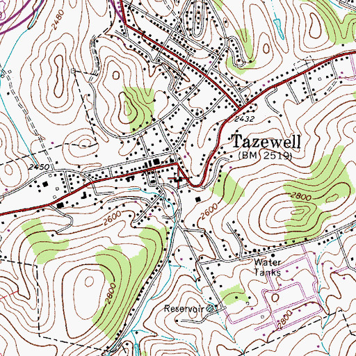 Topographic Map of Tazewell County Administration Building, VA
