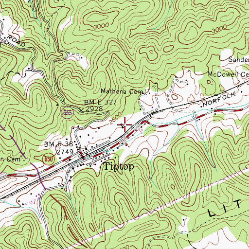Topographic Map of Tip Top School (historical), VA