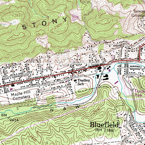 Topographic Map of Virginia Avenue United Methodist Church, VA