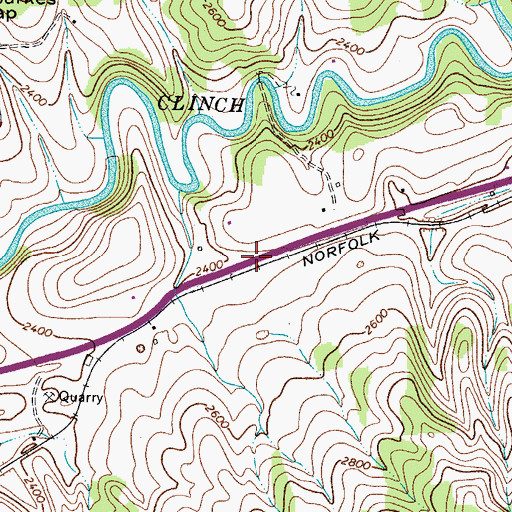 Topographic Map of Youngs (historical), VA