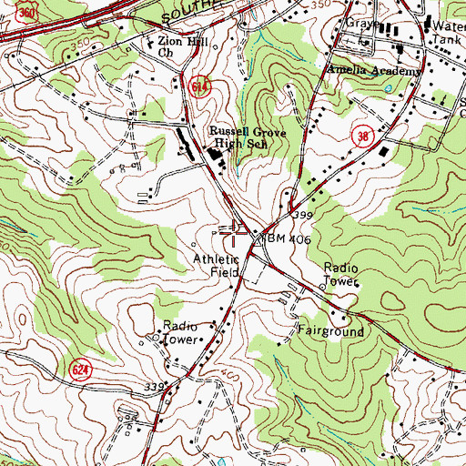 Topographic Map of Amelia County High School, VA
