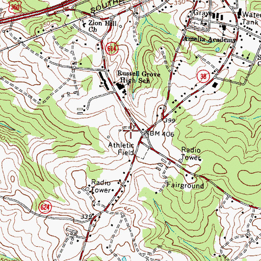 Topographic Map of Amelia County High School, VA