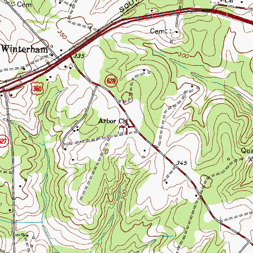 Topographic Map of Arbor Cemetery, VA