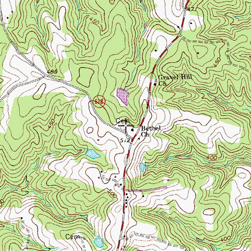 Topographic Map of Bethel Cemetery, VA