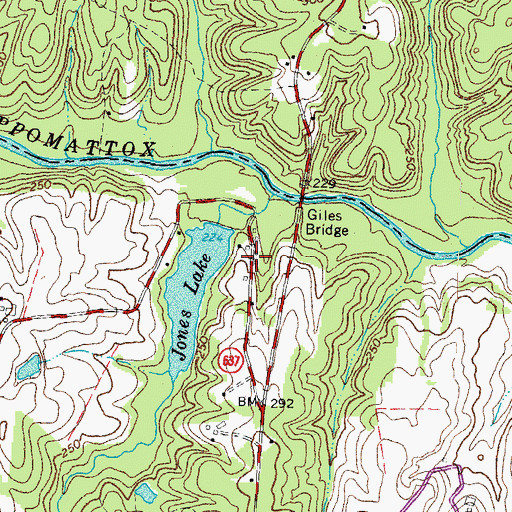 Topographic Map of Giles Mill, VA