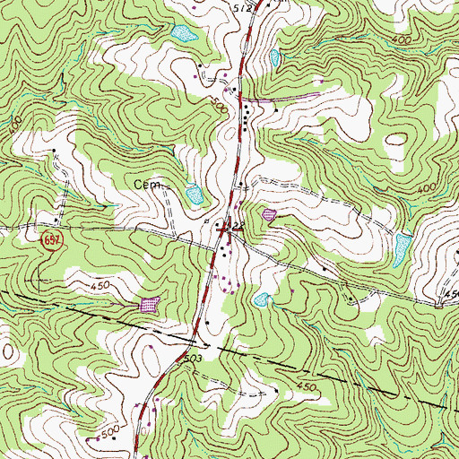 Topographic Map of Gills, VA