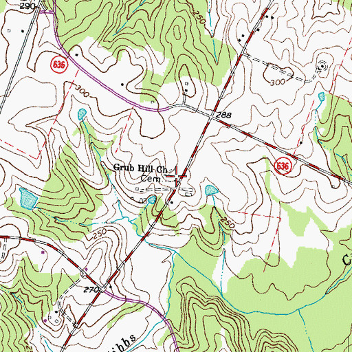 Topographic Map of Grub Hill Cemetery, VA