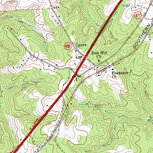 Topographic Map of Jetersville School (historical), VA