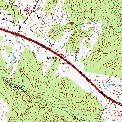 Topographic Map of Moores Cemetery, VA