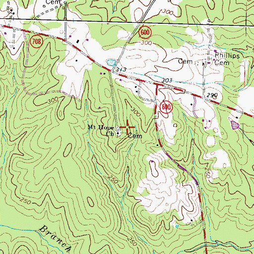 Topographic Map of Mount Hope Cemetery, VA