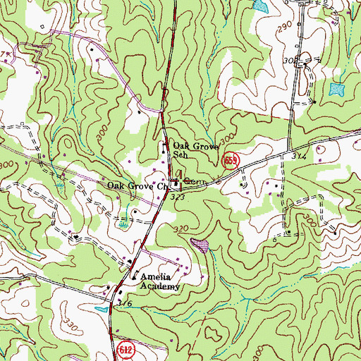 Topographic Map of Oak Grove African Methodist Episcopal Church (historical), VA