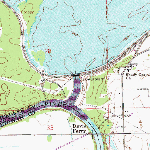 Topographic Map of Weiss Dam Powerhouse, AL