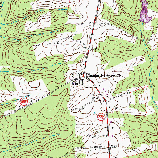 Topographic Map of Pleasant Grove Cemetery, VA