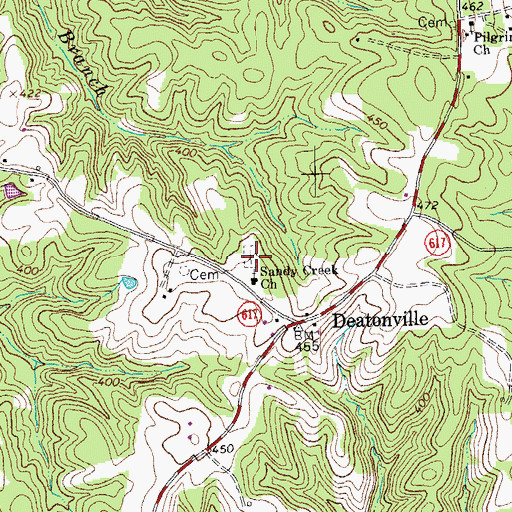 Topographic Map of Sandy Creek Cemetery, VA