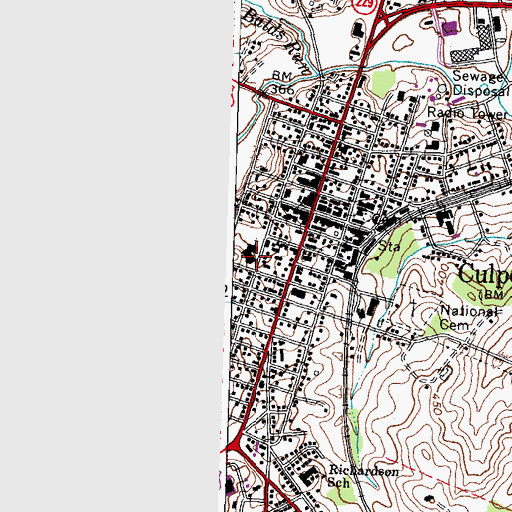 Topographic Map of Culpeper Baptist Church, VA