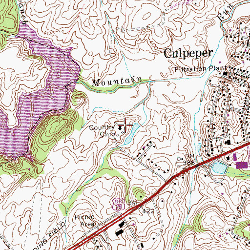 Topographic Map of Culpeper Country Club, VA