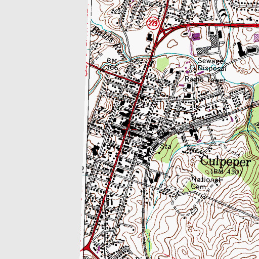 Topographic Map of Culpeper Historic District, VA