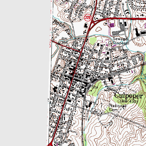 Topographic Map of Culpeper Town Hall, VA
