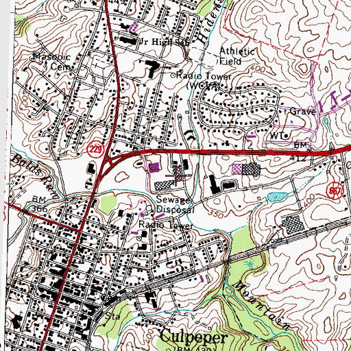 Topographic Map of Culpeper Town Mall Shopping Center, VA