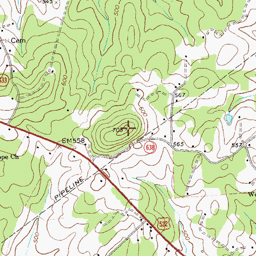 Topographic Map of Davis Mountain, VA