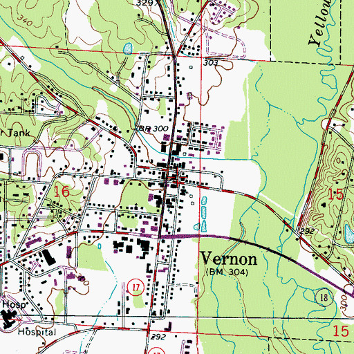 Topographic Map of Lamar County Courthouse, AL