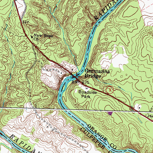Topographic Map of Germanna Ford, VA