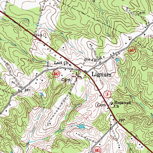 Topographic Map of Lael Cemetery, VA