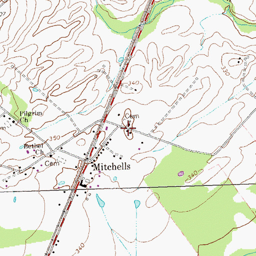 Topographic Map of Mitchells School (historical), VA