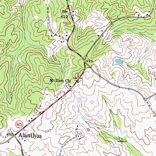Topographic Map of Mount Zion School (historical), VA