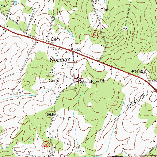 Topographic Map of Norman School (historical), VA