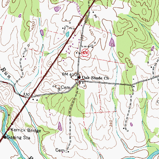 Topographic Map of Oakshade, VA