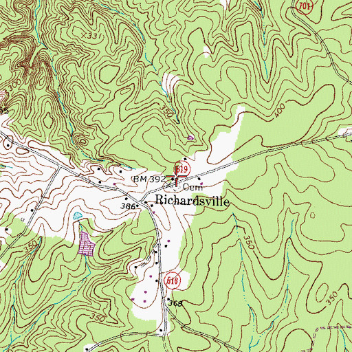 Topographic Map of Richardsville United Methodist Church, VA