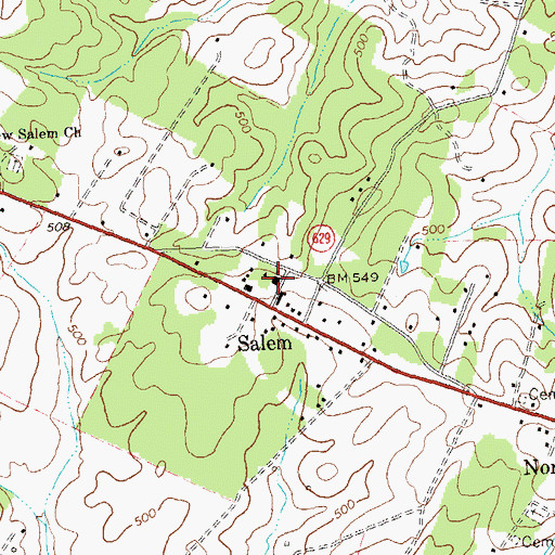 Topographic Map of Salem School, VA