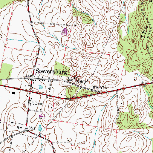 Topographic Map of Stevensburg Baptist Church, VA