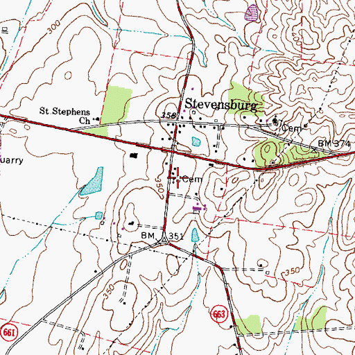 Topographic Map of Stevensburg United Methodist Church, VA