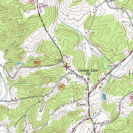 Topographic Map of Anthony School (historical), VA