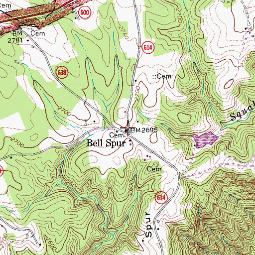 Topographic Map of Bell Spur Church, VA