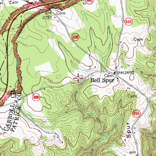Topographic Map of Bell Spur School (historical), VA